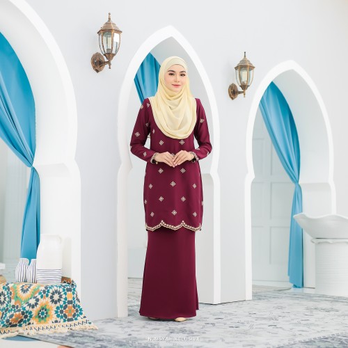 Kurung Seroja - Burgundy