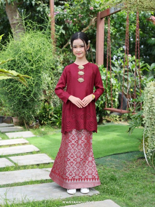 Kurung Qaseh Kids - Red Wine (4-6)