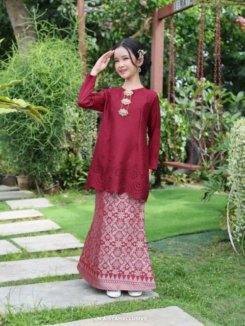 Kurung Qaseh Kids - Red Wine (4-6)