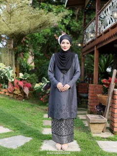 Kurung Qaseh - Black Grey
