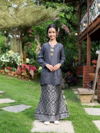 Kurung Qaseh Kids - Black Grey (8-12)