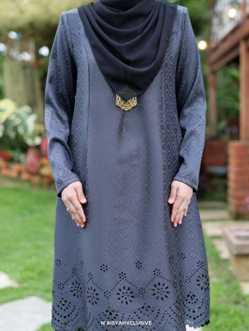 Kurung Qaseh - Black Grey