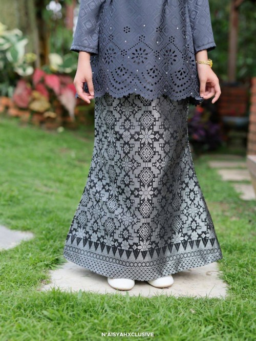 Kurung Qaseh Kids - Black Grey (4-6)