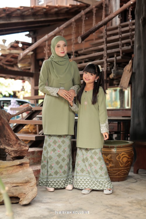 Kurung Aleeya Kids - Light Olive