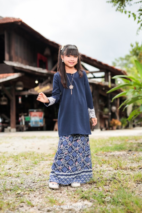 Kurung Aleeya Kids - Navy Blue