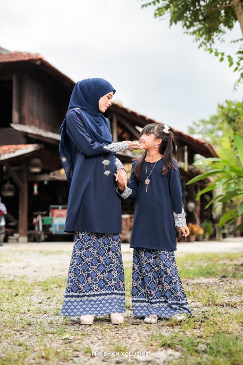 Kurung Aleeya Kids - Navy Blue