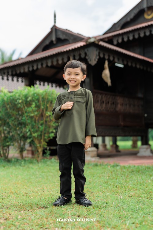 Kurta Uwais Kids - Dark Olive