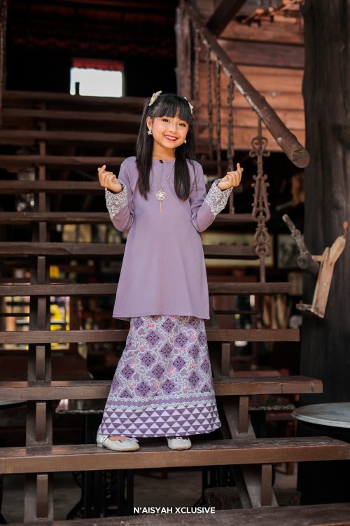 Kurung Aleeya Kids - Dark Lavender