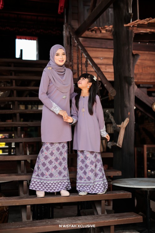 Kurung Aleeya Kids - Dark Lavender