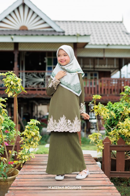 Kurung Jasmine Kids - Dark Olive