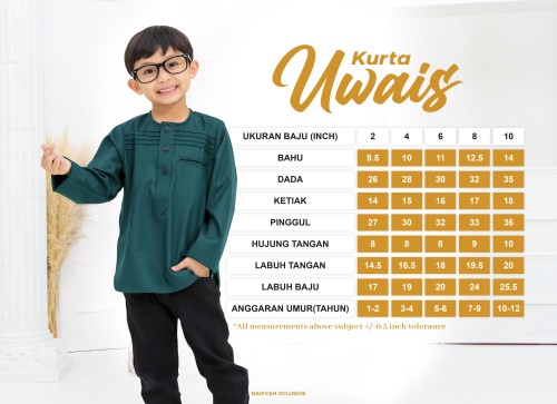 Kurta Uwais Kids - Emerald Green