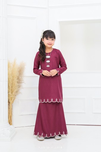 Kurung Zahara Kids - Redwine Maroon