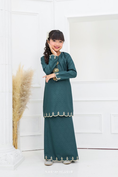 Kurung Zahara Kids - Emerald Green