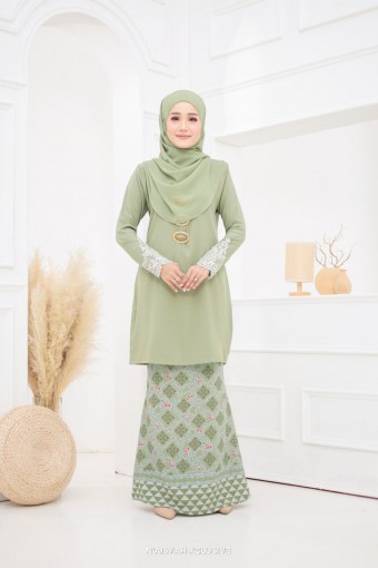 Kurung Aleeya Dewasa - Light Olive