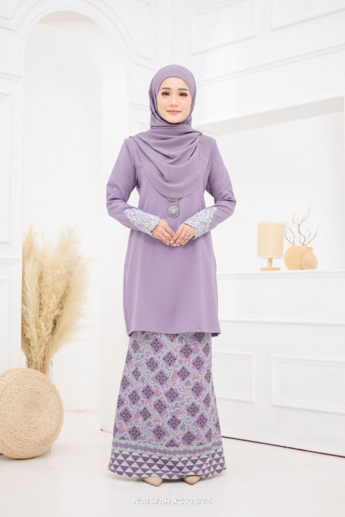 Kurung Aleeya Dewasa - Dark Lavender