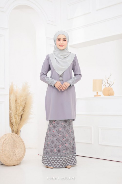 Kurung Aleeya Dewasa - Grey