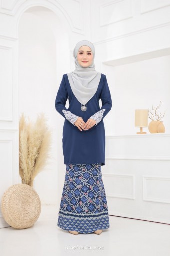 Kurung Aleeya Dewasa - Navy Blue