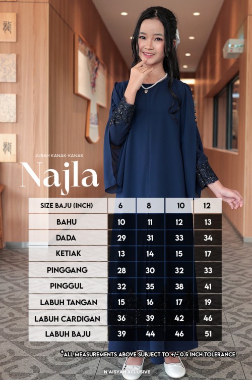 Jubah Najla Kids - Soft Mint (8-12)