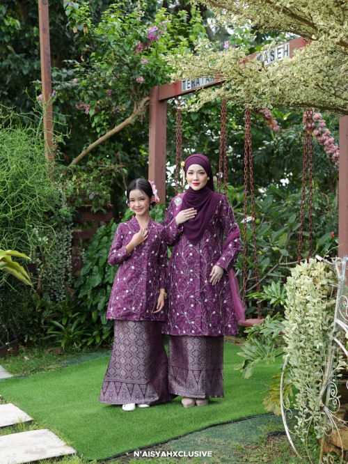 Kebaya Melor Kids - Mulberry (8-12)