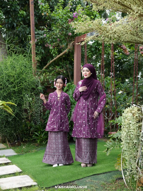 Kebaya Melor Kids - Mulberry (8-12)