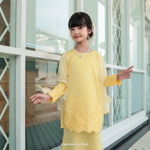 Kurung Nusaiba Kids - Soft Yellow