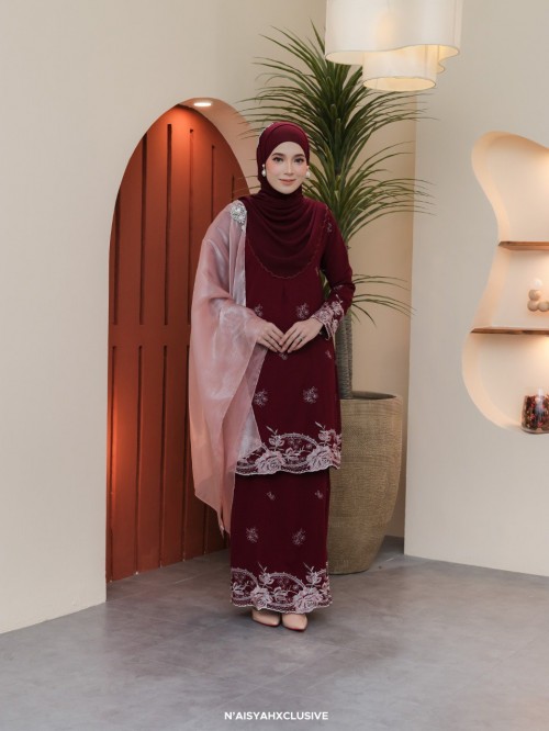 Kurung Mawar - Maroon Kurung Mawar - Maroon