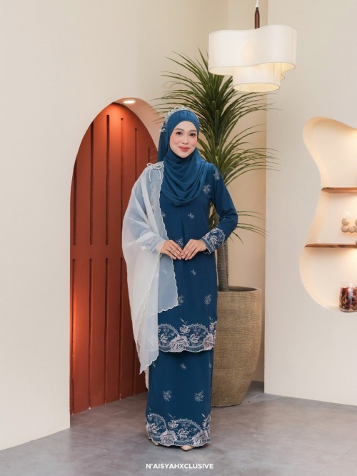 Kurung Mawar - Teal Blue Kurung Mawar - Teal Blue