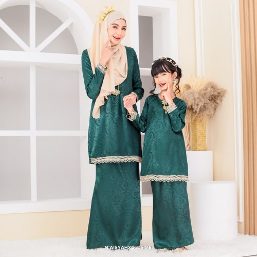 Kurung Zulaikha Kids - Emerald Green
