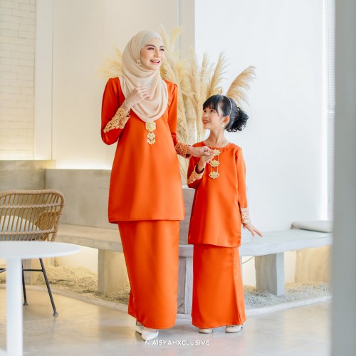 Kurung Asiah Kids - Orange Brick