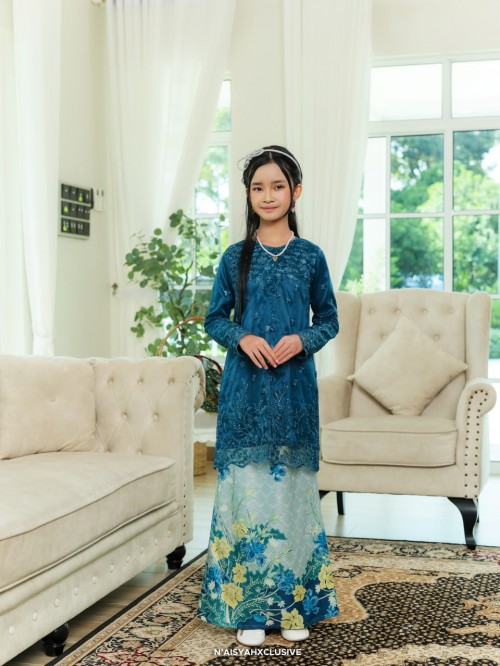 Kurung Mayang - Teal Blue Kurung Mayang - Teal Blue