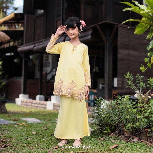 Kurung Adawiyah Kids - Soft Yellow