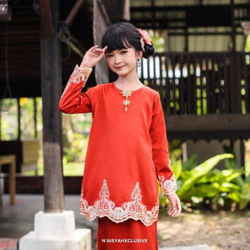 Kurung Syifa Kids - Orange Brick
